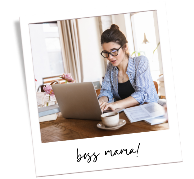 boss mama! woman working on laptop at table